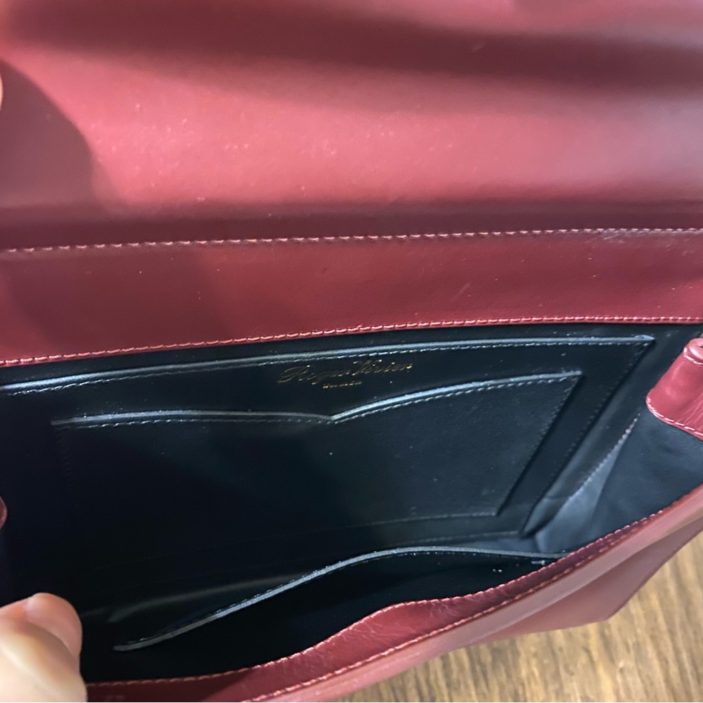 Roger Vivier Maroon Leather Crossbody with Gold Buckle - Picture 4 of 5